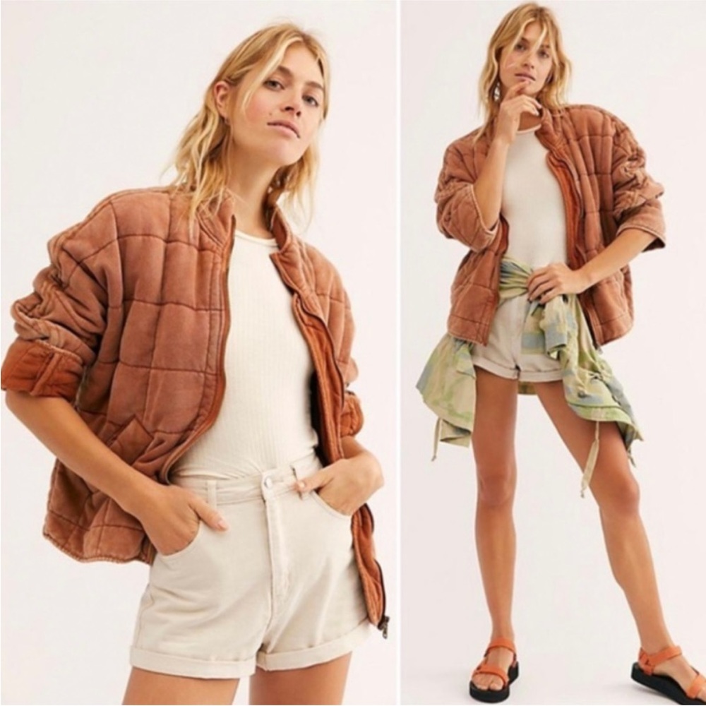 Free People Dolman quilted jacket terracotta orange XS - Picture 3 of 7